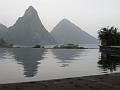 Reflection of the Pitons in the Infinity Pool at Jade Mountain